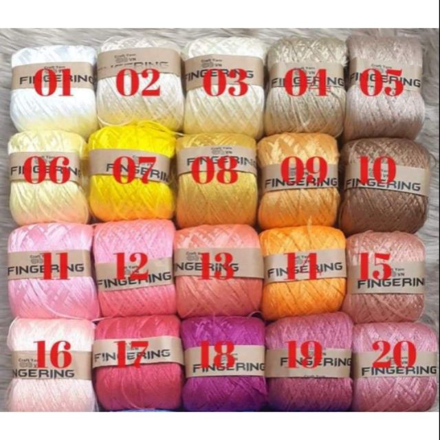 Sợi cotton nhật bóng_Fingering. Bảng màu 1