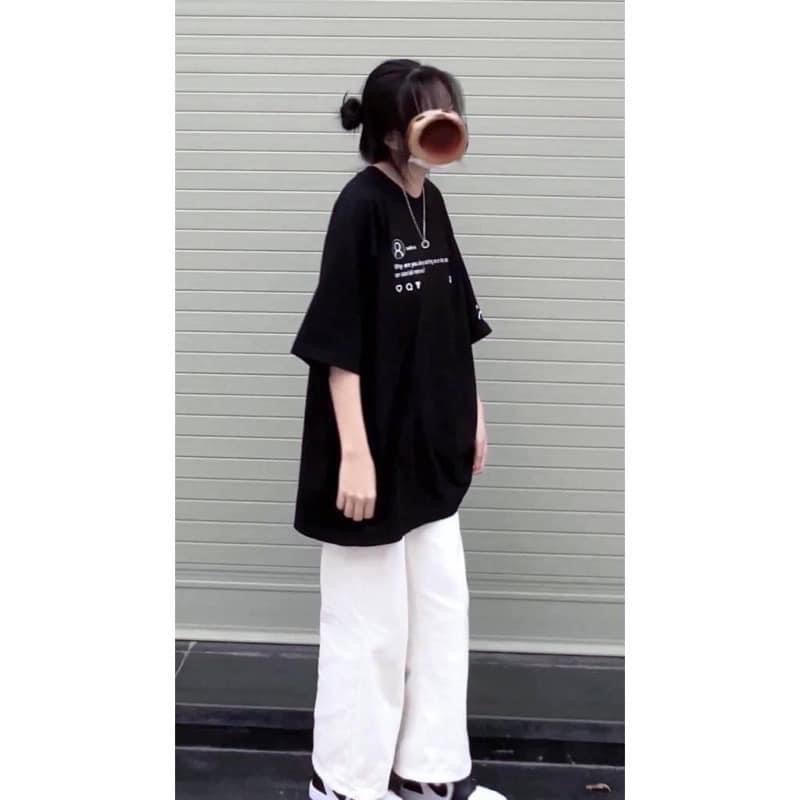 Sét Đồ Áo Thun Màu Đen + Quần Kaki Màu Trắng Ulzzang