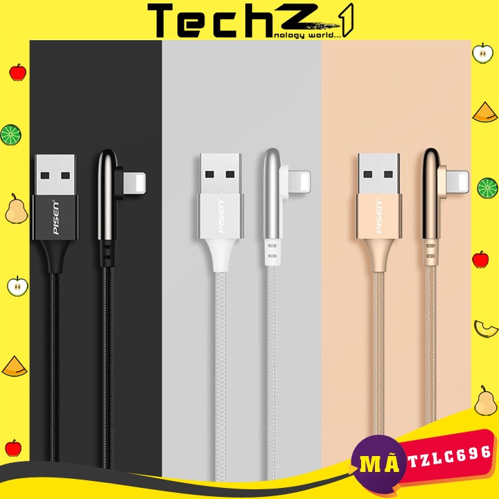 Dây sạc IPchân chữ L siêu tiện lợi  hỗ trợ sạc nhanh chống gãy chân 1,2met/2met - Mã TZLC696