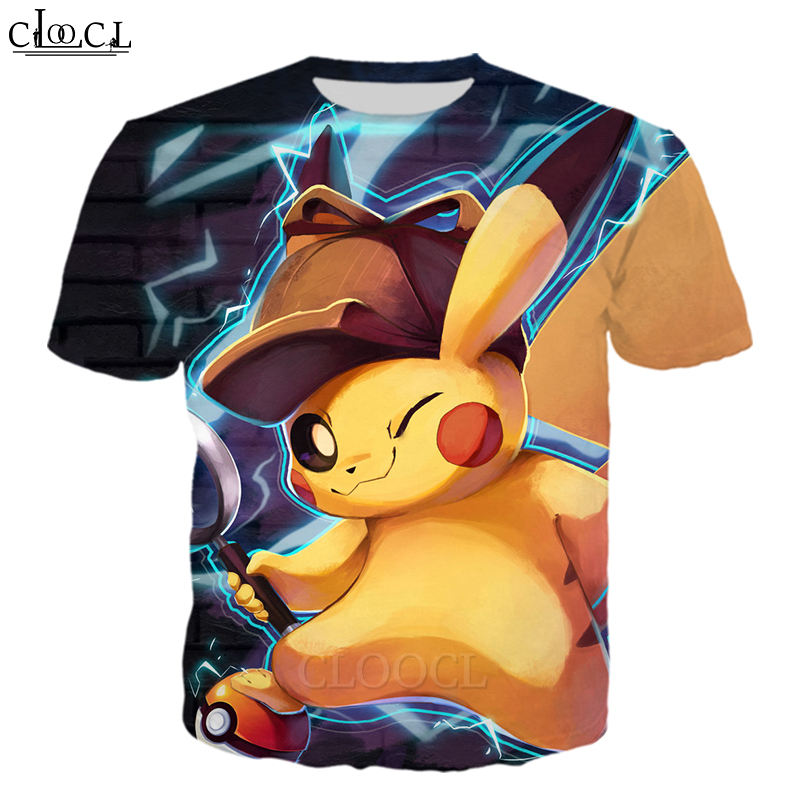 CLOOCL Movie Pokémon Detective Pikachu 3D Print Men Street Style T-Shirts