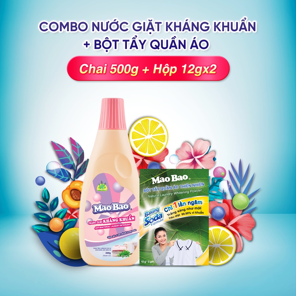 Nước Giặt Kháng Khuẩn Mao Bao 500g/1800g/2000g/3200g Hương Hoa Bách Lý