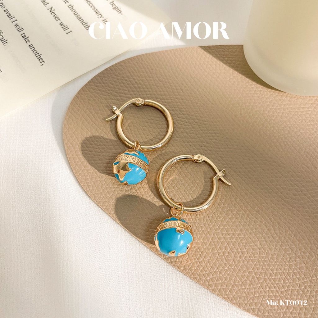 Khuyên tai nữ, bông tai qủa địa cầu Trang sức Ciao Amor - Mã KT0042