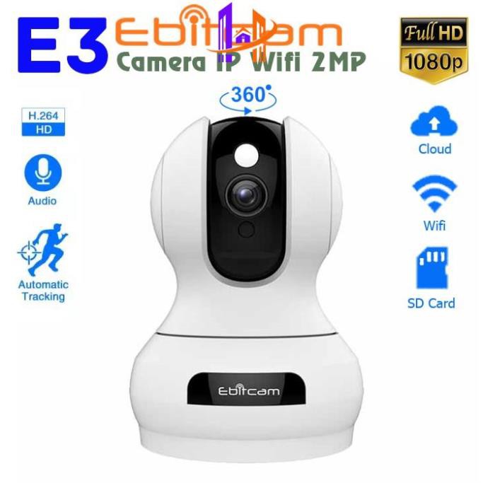 Camera Wifi Ebitcam E3 Full HD 1080P 2MP - Phát Hiện Chuyển Động, Đàm Thoại 2 Chiều, Xoay 360 độ