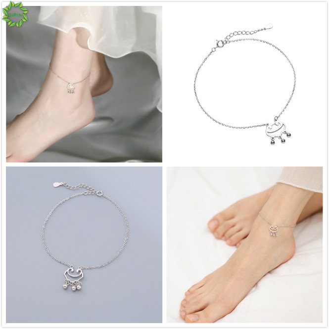 Lắc chân hợp kim dáng dài mặt hình ổ khóa thiết kế phong cách Hàn Quốc