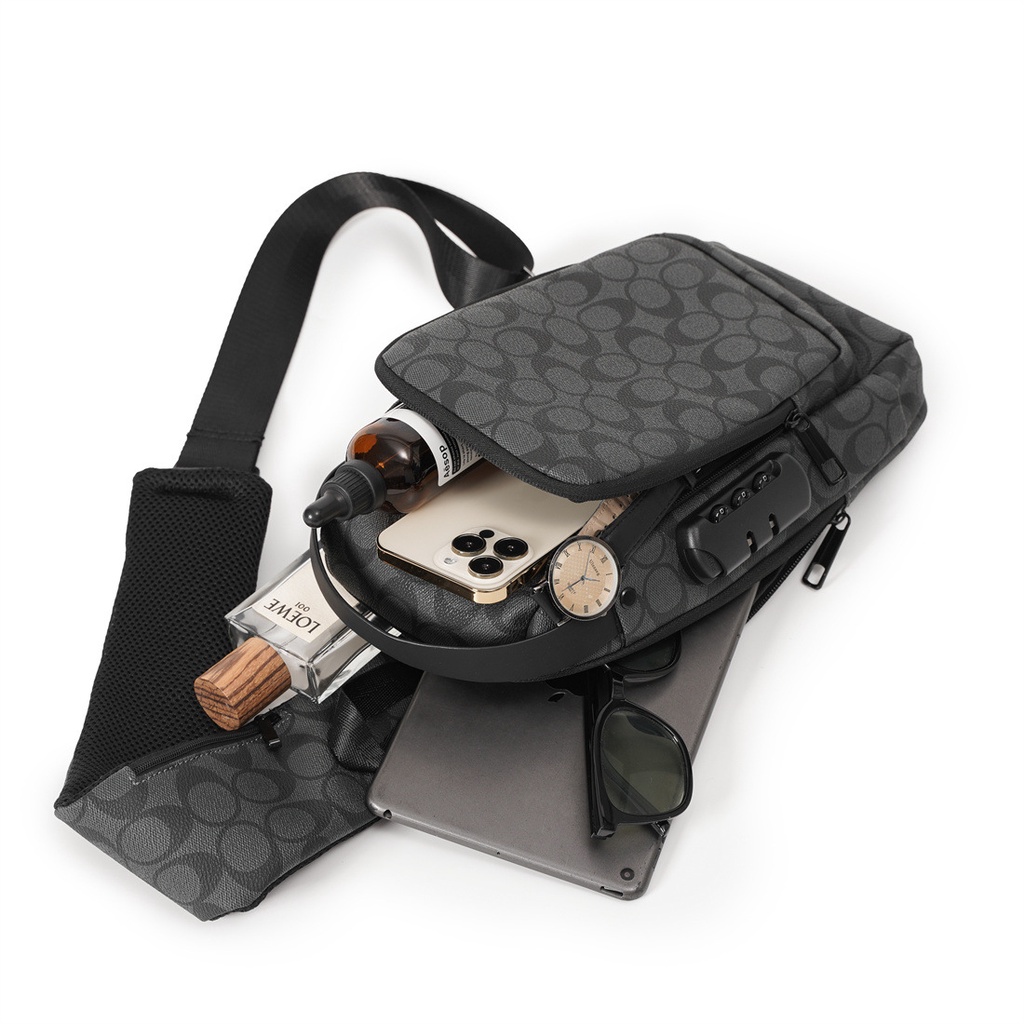 Túi Đeo Chéo Nam Nữ Đa Chức Năng 💥 FREESHIP 💥 Túi Đeo Chéo Da PU Tích Hợp Sạc USB, Mã Khóa Chống Trộm, Chống Nước