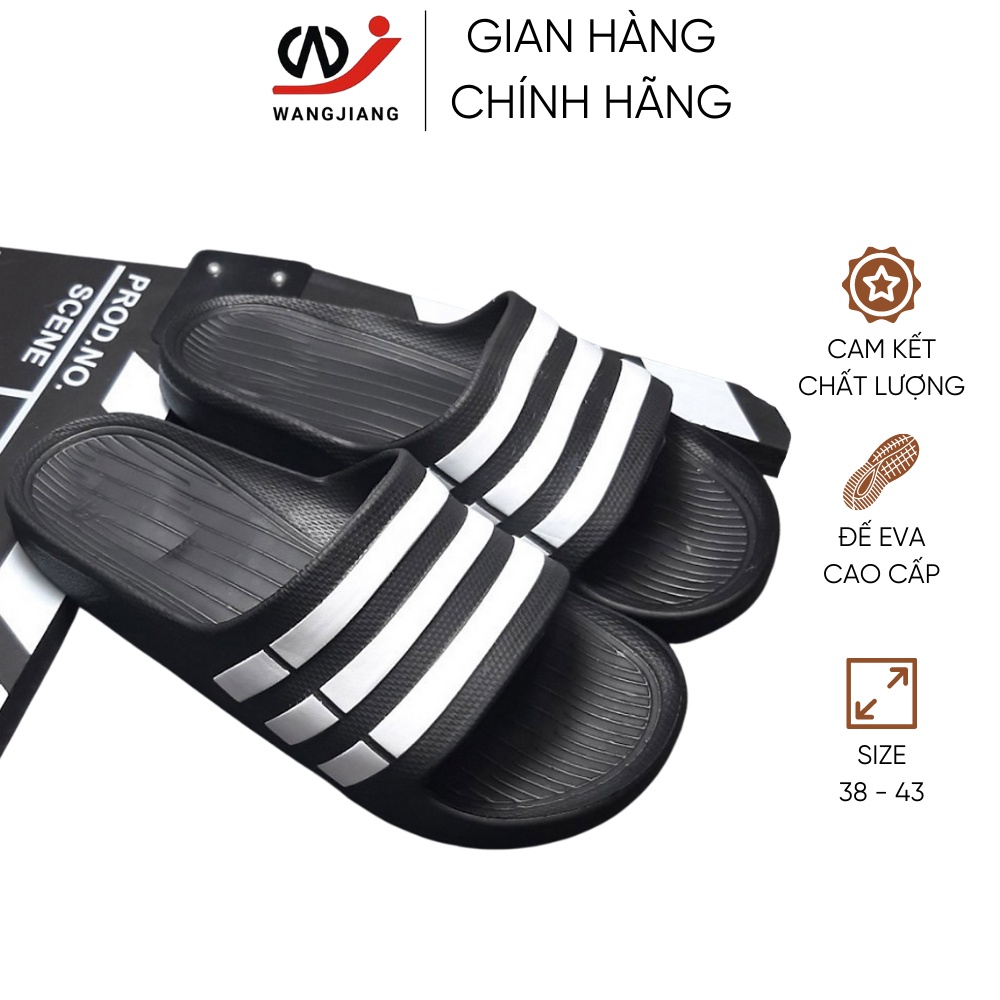 Dép nam WANG JIANG đúc nguyên khối siêu nhẹ màu đen trắng, đi mềm êm chân DEP126