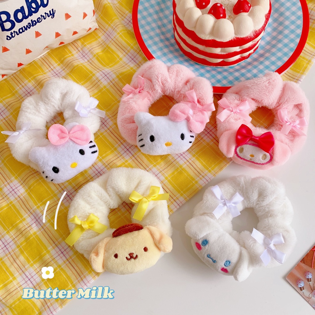 Cột tóc Scrunchies nhân vật Sanrio nhồi bông Mua Tất (muatatshop)
