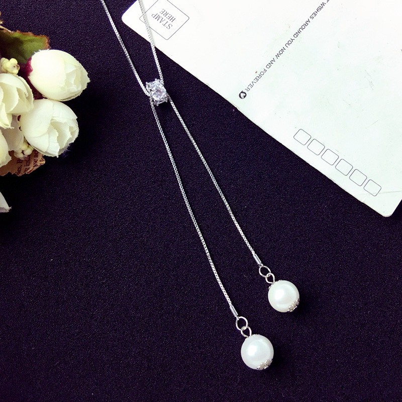 Fashion Accessories Kalung Jewelry Pendant Necklace Pearl Necklace Sweater Simple Long Necklace Women