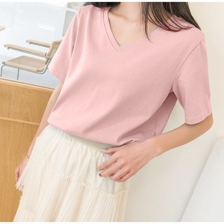 Áo thun nữ cổ tim mẫu Basic