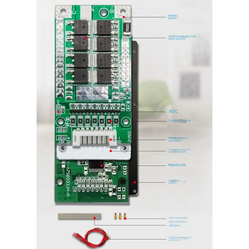 Bảng Mạch Pin 18650 Bms 7S 24V Li-Ion Bảo Vệ Bms Pcb Cho Xe Escooter