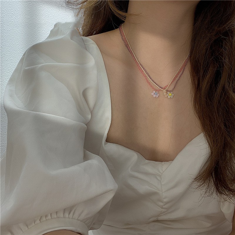 Dây Chuyền Hợp Kim Hình Hoa Đính Đá Xinh Xắn Dành Cho Nữ