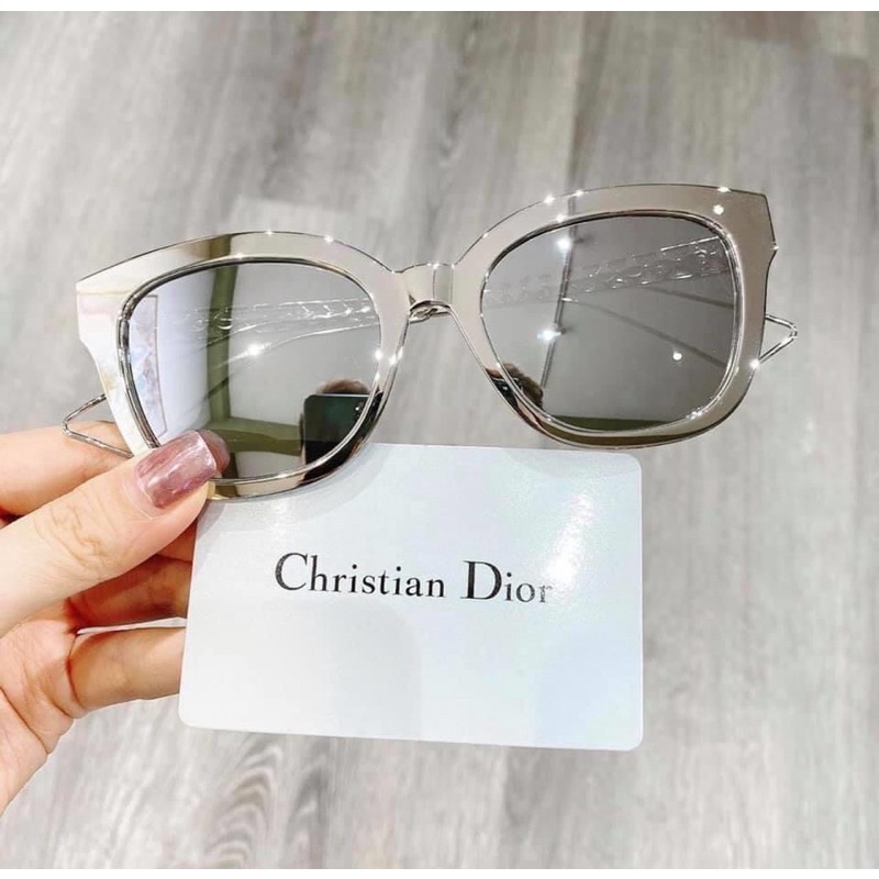 Kính thời trang dior gọng bạc măt tráng gương