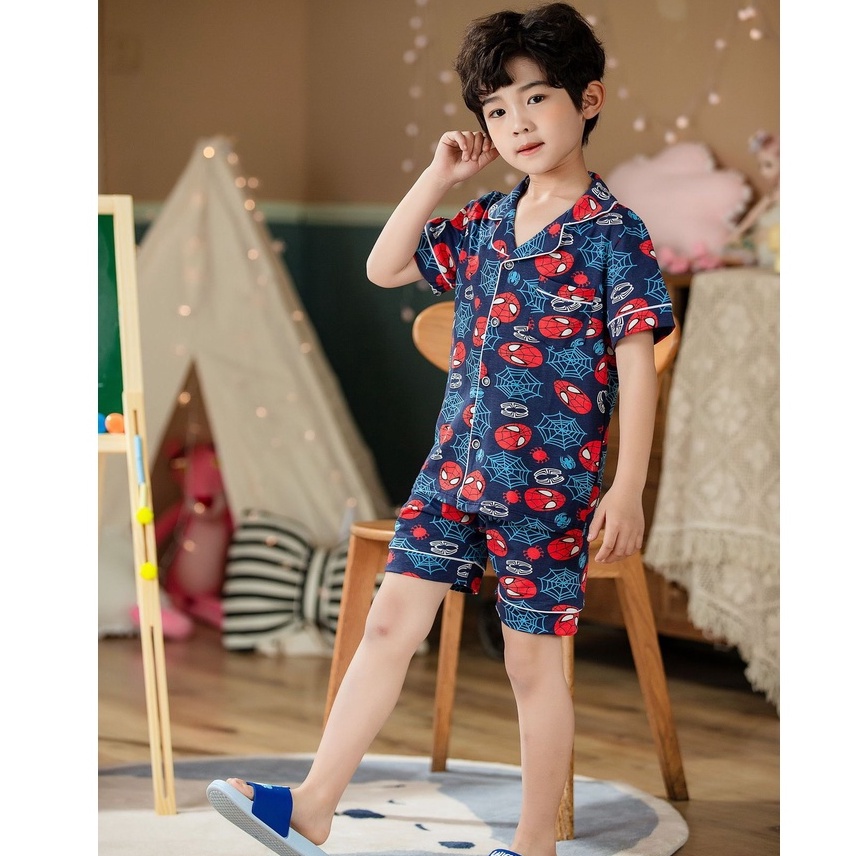 (KAIKAI 16-25kg) Bộ cotton Pijama kaikai xuất hàn cho bé trai 1- 8 tuổi