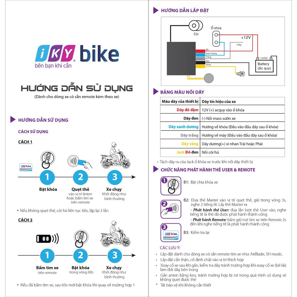 Khóa chống trộm xe máy iKY Bike tích hợp remote (vừa tìm xe, vừa chống trộm)