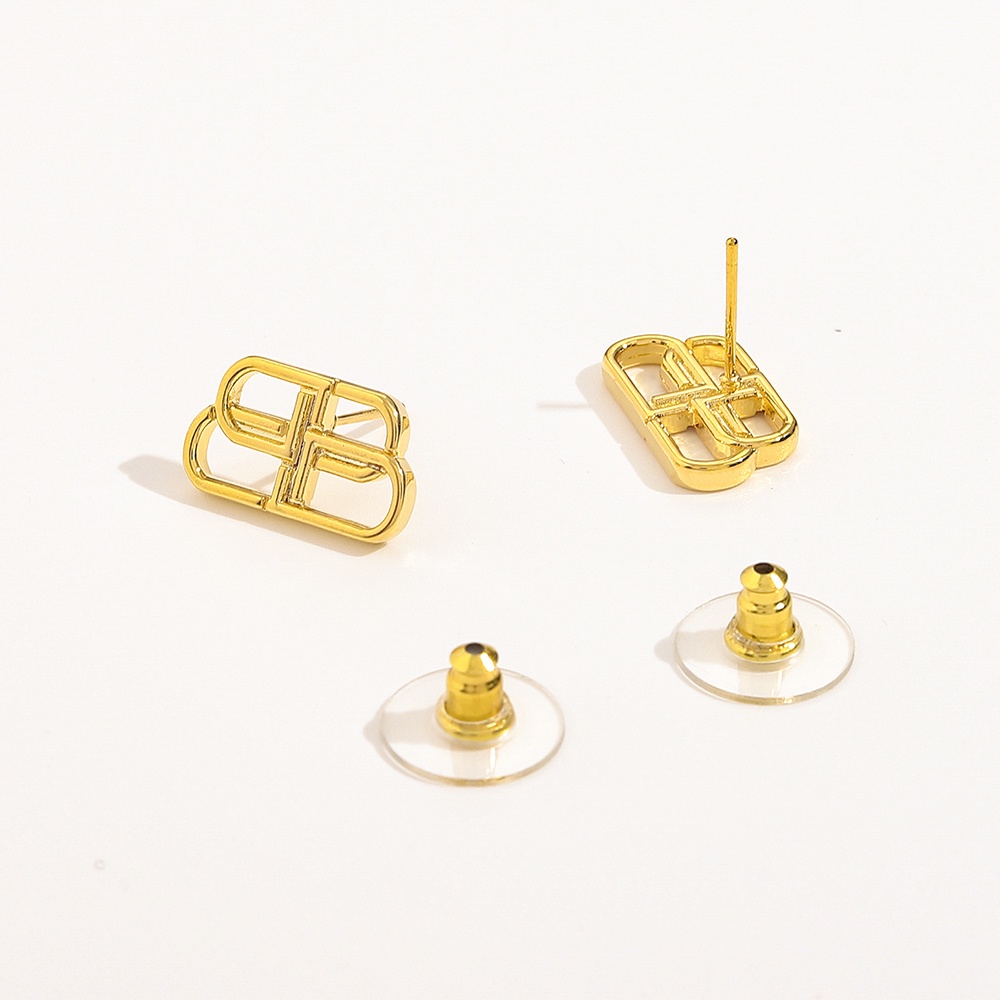 Bông Tai Tròn Bằng Thép Titan In Logo Balenciaga Thời Trang Cho Nữ