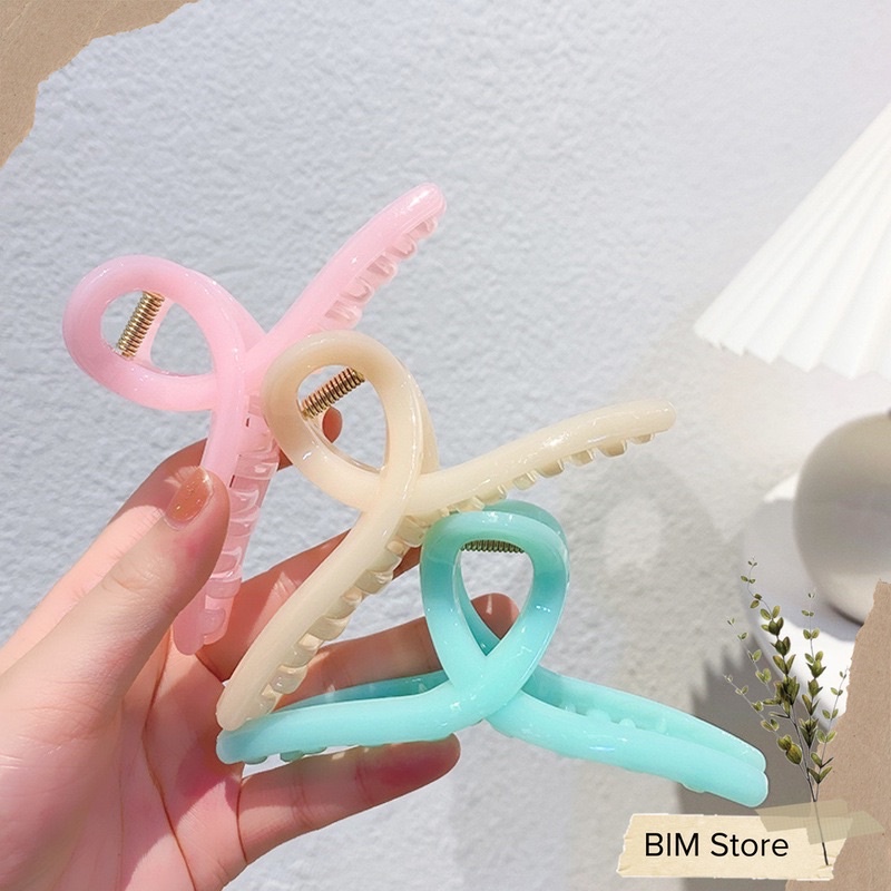 Kẹp càng cua, gắp tóc nhựa bóng màu thạch pastel