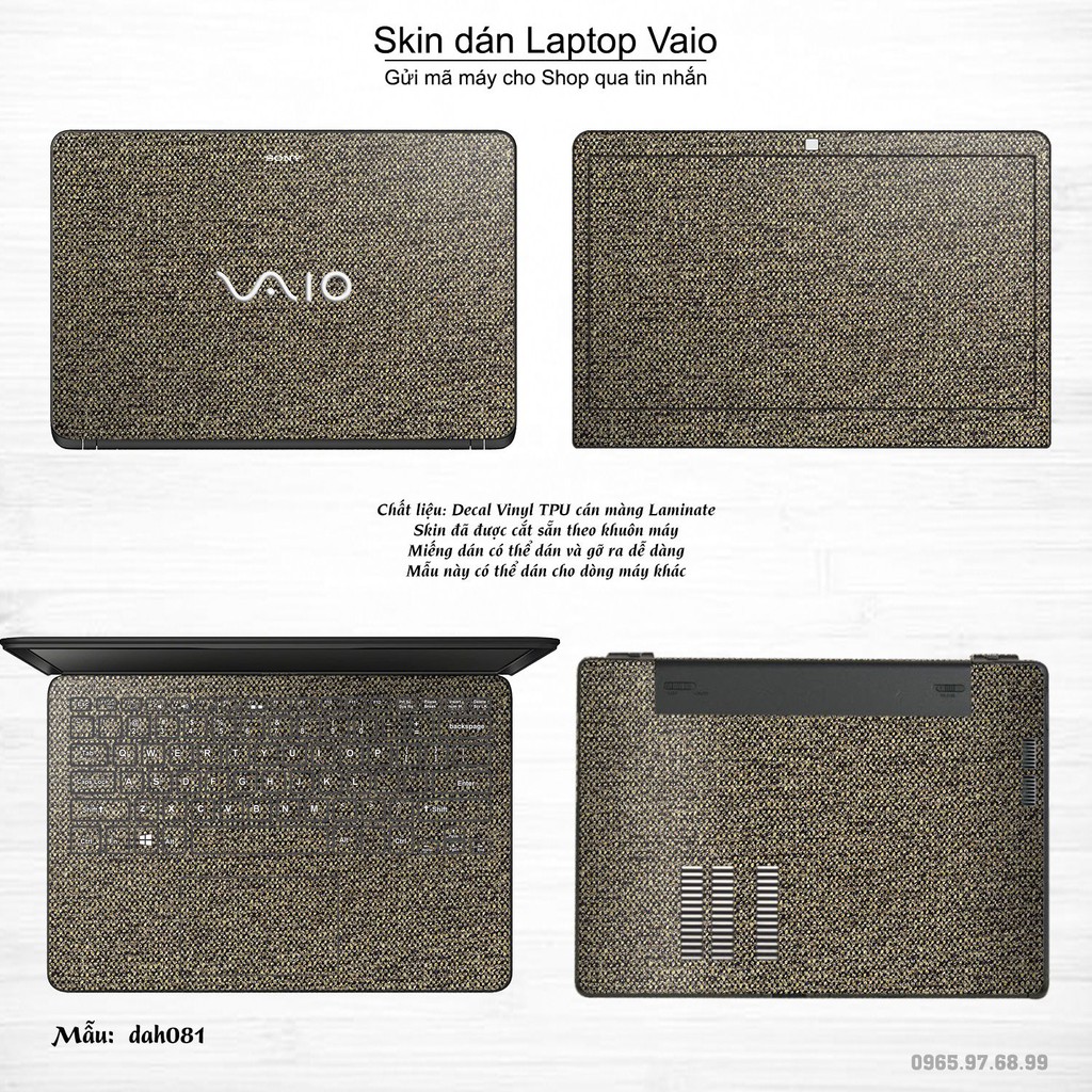 Skin dán Laptop Sony Vaio in hình vân vải (inbox mã máy cho Shop)