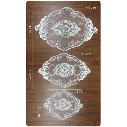 Khăn Trải Bàn Phối Ren Thêu Họa Tiết Phong Cách Vintage Pháp