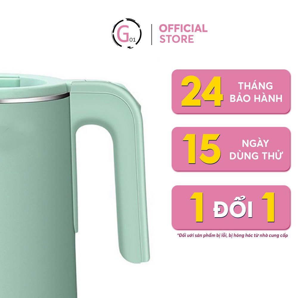 Bình đun siêu tốc G01 dung tích 1,8L lõi inox, tự ngắt khi sôi, cạn nước, cách nhiệt an toàn