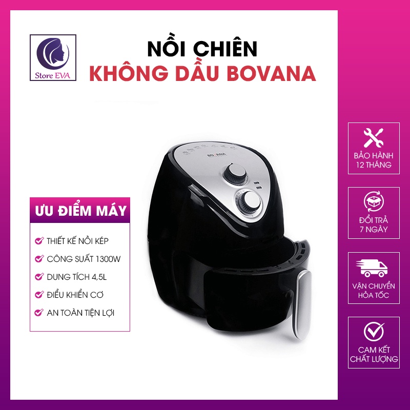 Nồi Chiên Không Dầu Bovana Nồi Chiên Đa Năng, Chiên Gà Được Nhiều Món Tiện Ích Cho Hộ Gia Đình Bảo Hành [12 Tháng]