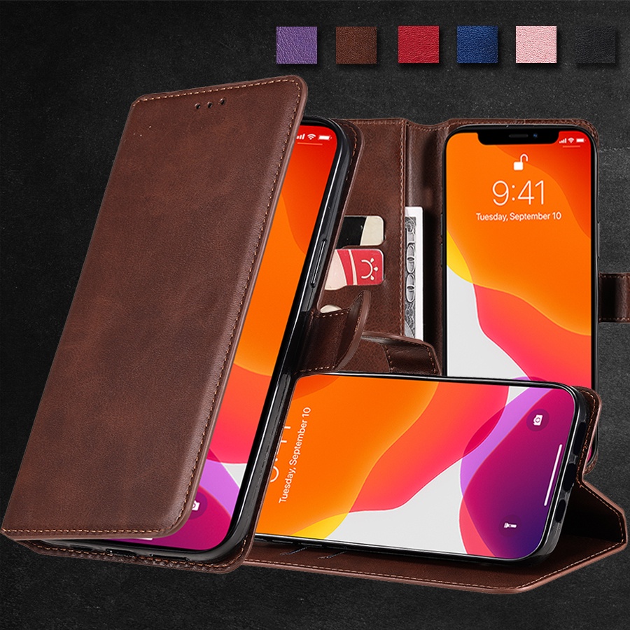 Bao da OPPO F9 điện thoại kiêm ví tiền màu trơn sang trọng cho