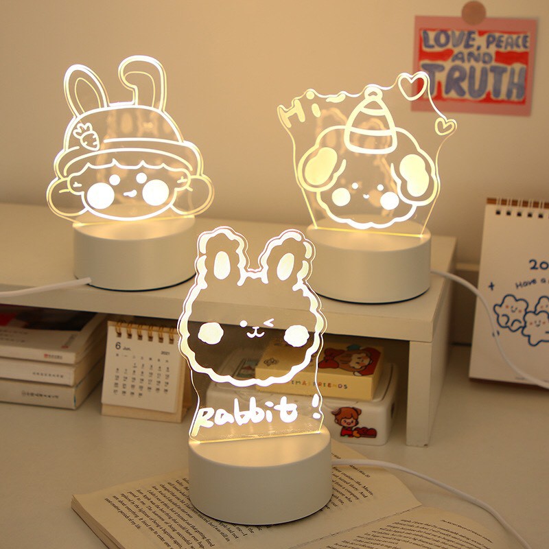 Đèn Led Ngủ 3D Bàn Gấu Trong Suốt Cute Phong Cách Dễ Thương - Trang Trí Phòng Ngủ DLN20