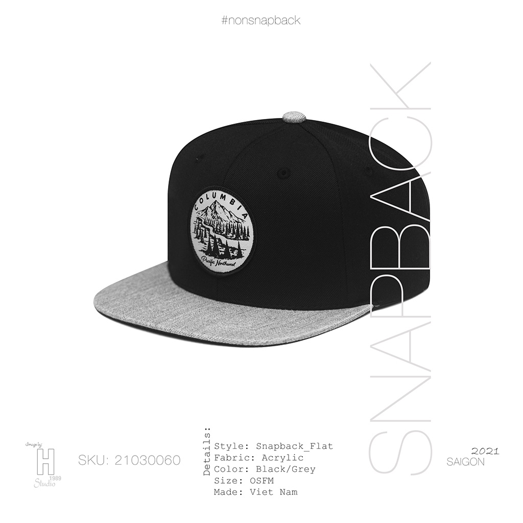 Mũ snapback thời trang nam màu đen xám cao cấp logo Columbia thêu nổi hàng chất lượng tiêu chuẩn xuất khẩu