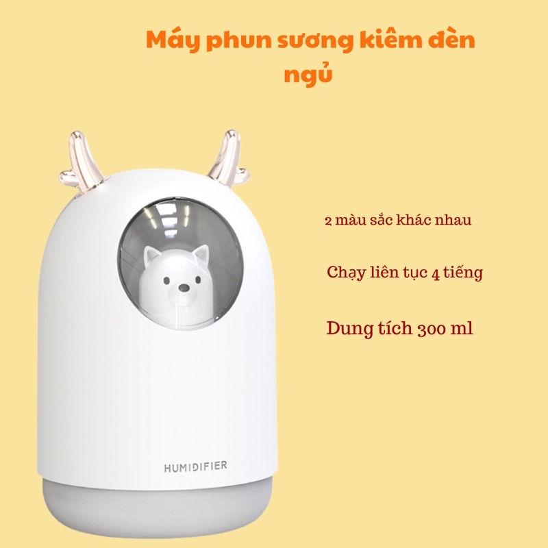 [ẢNH THẬT] Máy phun sương tinh dầu / tạo ẩm có đèn led đổi màu tự động cho phòng ngủ hình chú gấu bắc cực