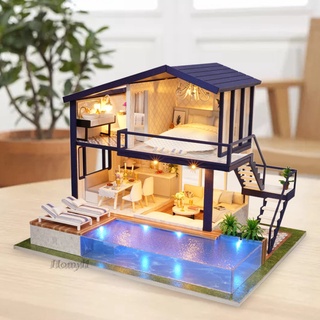 Mô hình ngôi nhà búp bê mini bằng gỗ handmade tỉ lệ 1#