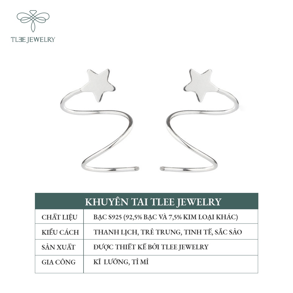 Khuyên tai bạc nữ TLEE xoắn sao cá tính basic NCJ B0190