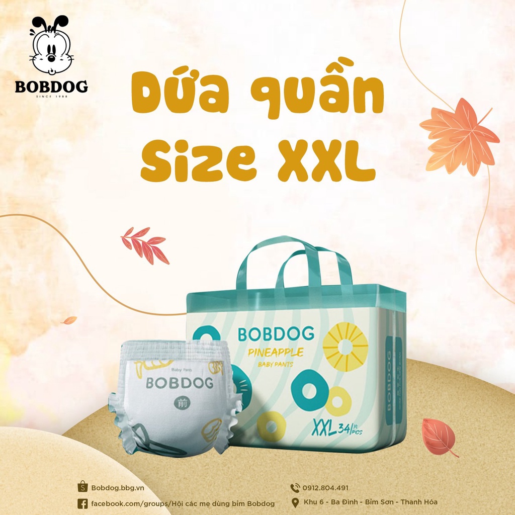 Tã dứa quần Bobdog size L36/XL36/XXL34/XXXL32 miếng/bịch