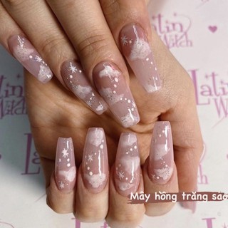 [SẴN] Set 24 móng tay giả đính đá, charm siêu sang chảnh