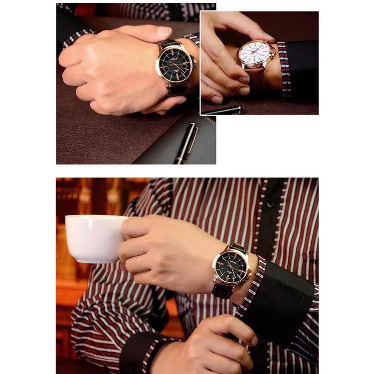 Đồng hồ nam chính hãng dây da YAZOLE Y358 thời trang máy nhật cao cấp giá rẻ LINDO