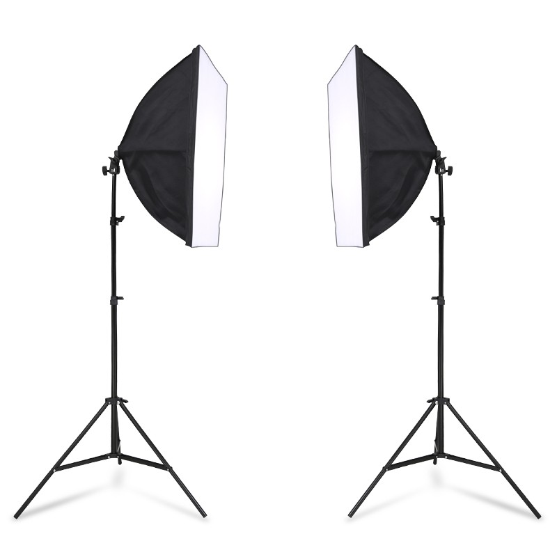 [Mã 273ELHA100K0 hoàn 7% đơn 500K] 2 Softbox đuôi Sứ 4 chuôi 50x70cm - 2 Chân đèn 2m không bao gồm đèn