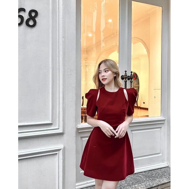 Đầm noel đỏ chất nhung 2da thiết kế hở vai thời trang nữ cực sang chảnh | BigBuy360 - bigbuy360.vn