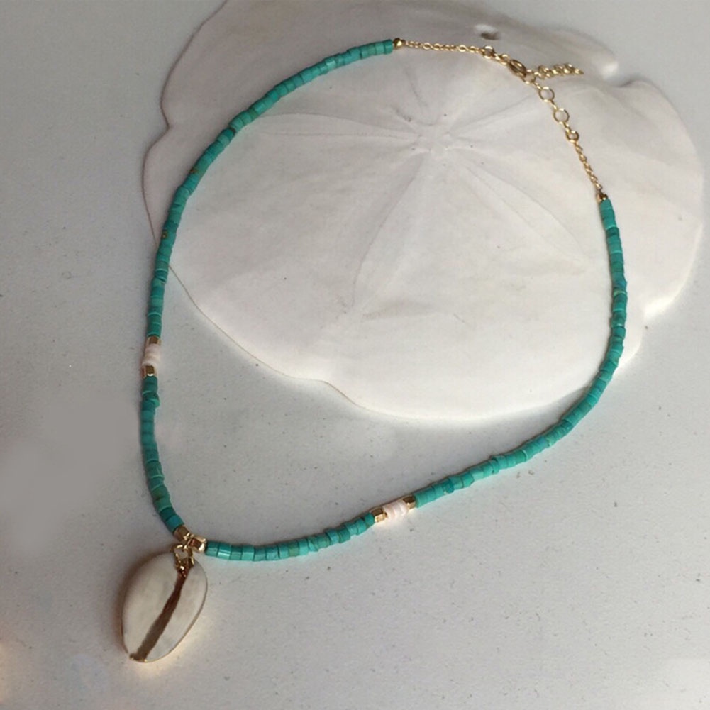 Vòng cổ Choker Ngắn Phối Mặt Dây Hình Vỏ Sò Phong Cách Bohemia Dành Cho Nữ