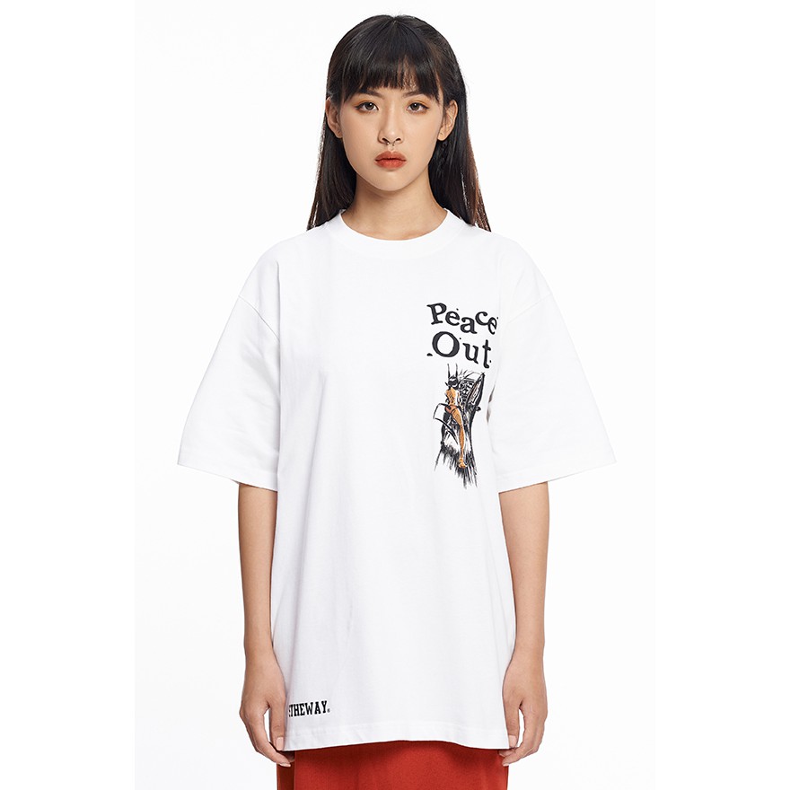 5THEWAY® /peace out/ NEW TEE™ in WHITE aka Áo Thun Trắng Tay Ngắn