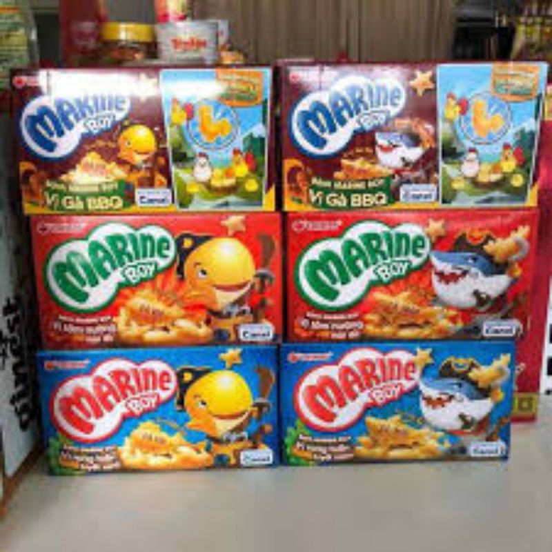 Hộp bánh cá Marine Boy 35g vị rong biển/ phô mai lắc/ socola/ tôm nướng/ gà bbq