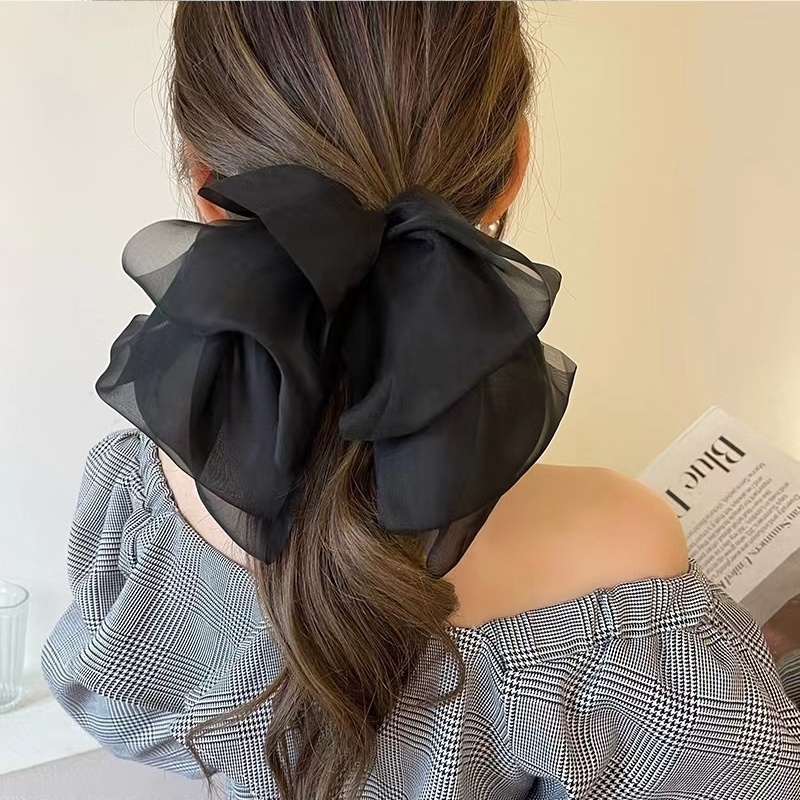 Kẹp Tóc Nơ Vải chiffon Cỡ Lớn Kiểu Hàn Quốc Thời Trang Mùa Xuân Cho Nữ