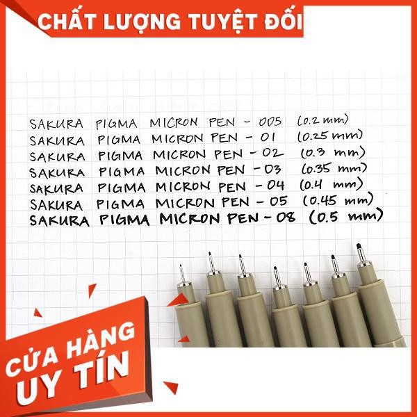Bút line đen đi nét chuyên nghiệp SAKURA PIGMA MICRON kháng nước tuyệt đối (Hàng chính hãng) - Giao hỏa tốc