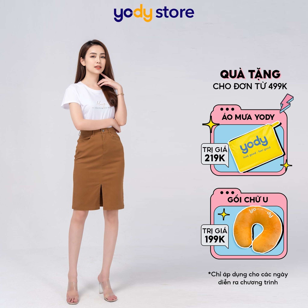 Chân Váy Ôm Dài Khaki Xẻ YODY Trẻ Trung Năng Động CJN4060