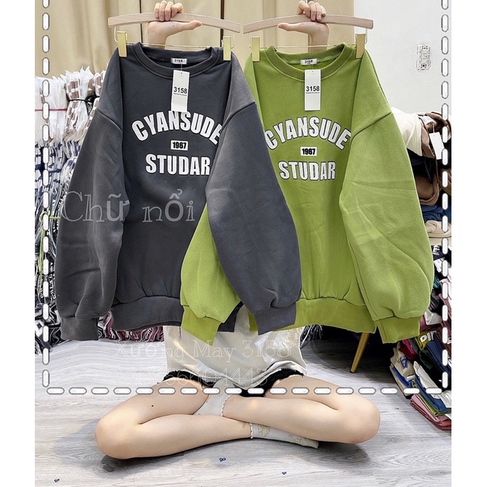 [ Rẻ vô địch ] Áo nỉ cổ tròn , áo swt form rộng tay bồng - Cyn