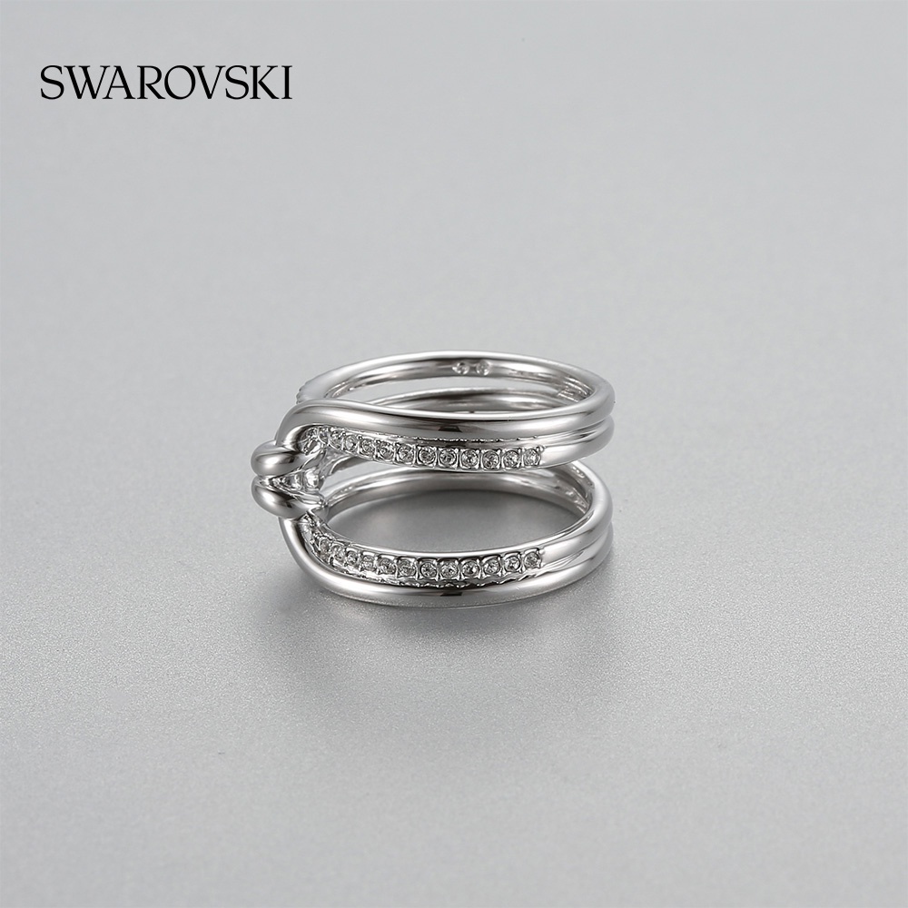 Nhẫn Swarovski Thiết Kế Xoắn Đính Đá Pha Lê Thời Trang Dành Cho Nữ