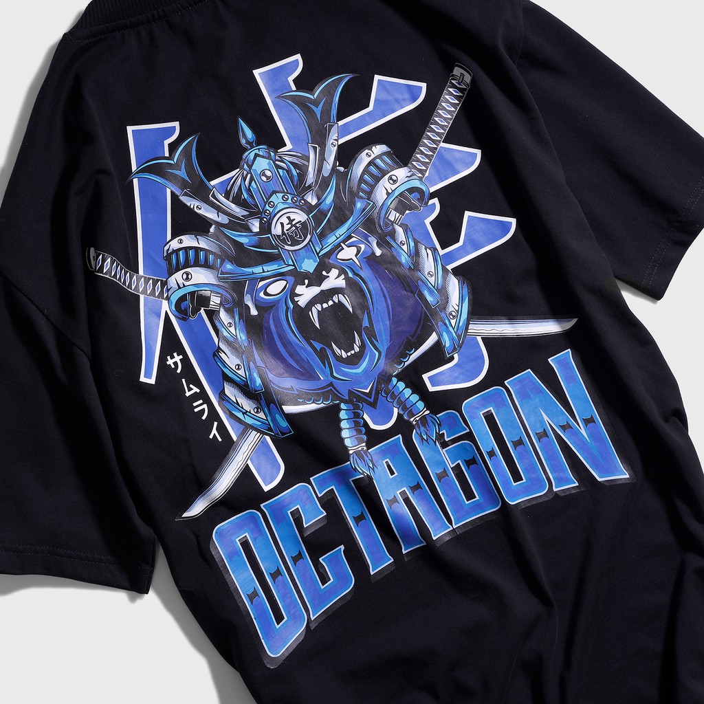 Áo Thun Phông Form Rộng OCTAGON SAMURAI BEAR Màu Đen Năng Động