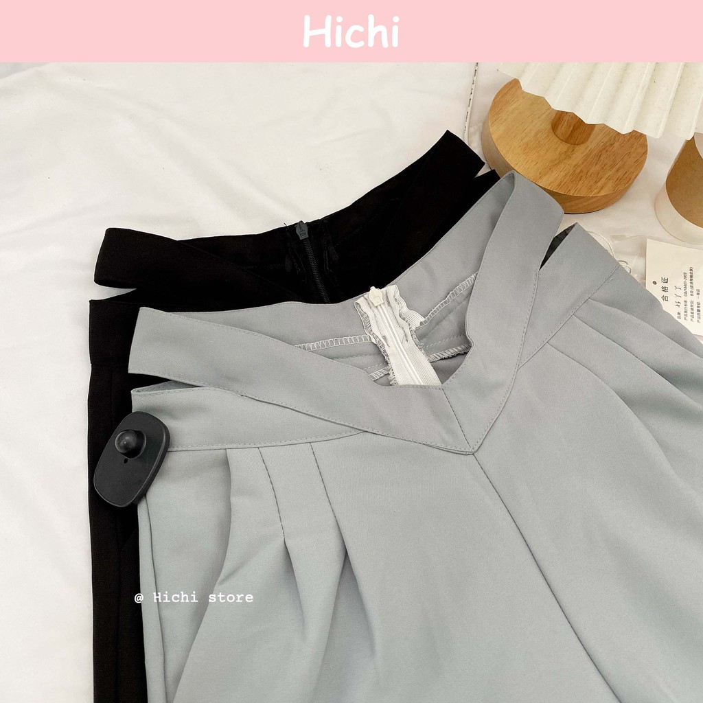 Quần vải ống rộng nữ cắt eo Hichi, siêu hack dáng - A006
