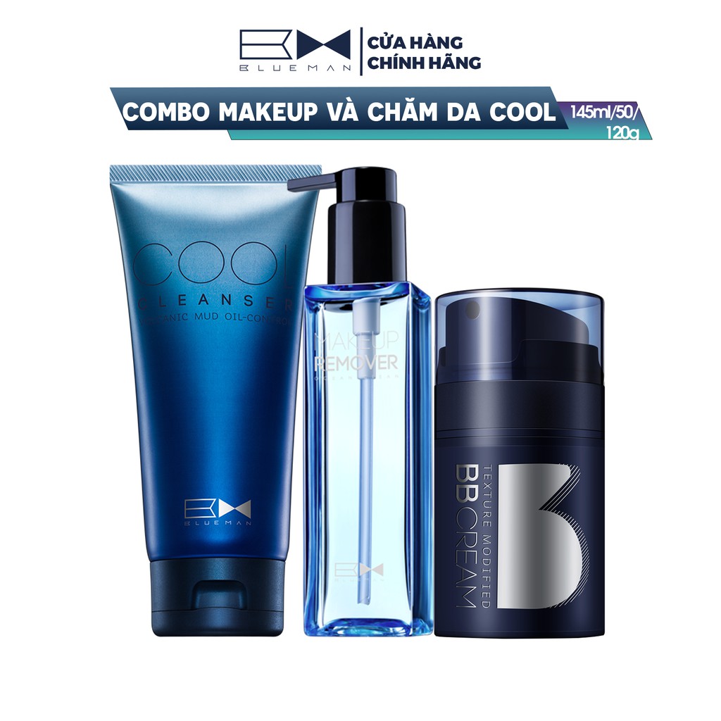 Combo BB Cream Che Khuyết Điểm + Nước Tẩy Trang BLUEMAN + Sữa Rửa Mặt THAN TRO 50g+145ml+120g