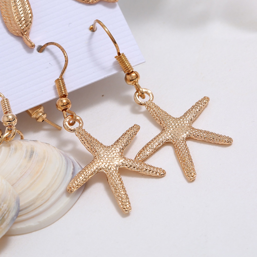 6 Đôi Bông Tai Hình Sao Biển, Ngọc Trai, Vỏ Sò