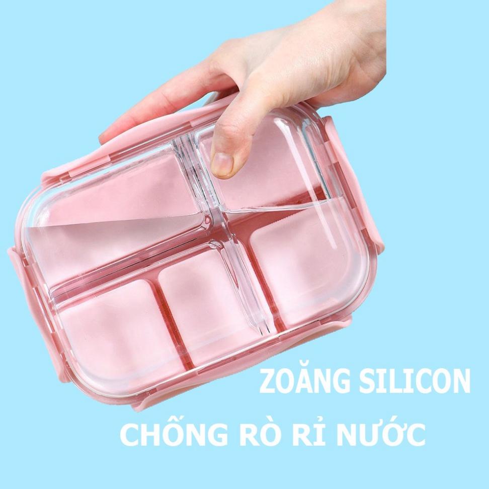 ❤️Free Ship❤️ Hộp cơm thủy tinh 1,2,3 ngăn Dung tích từ 320-1000ml Cao Cấp giữ nhiệt chia ngăn văn phòng - Q031A