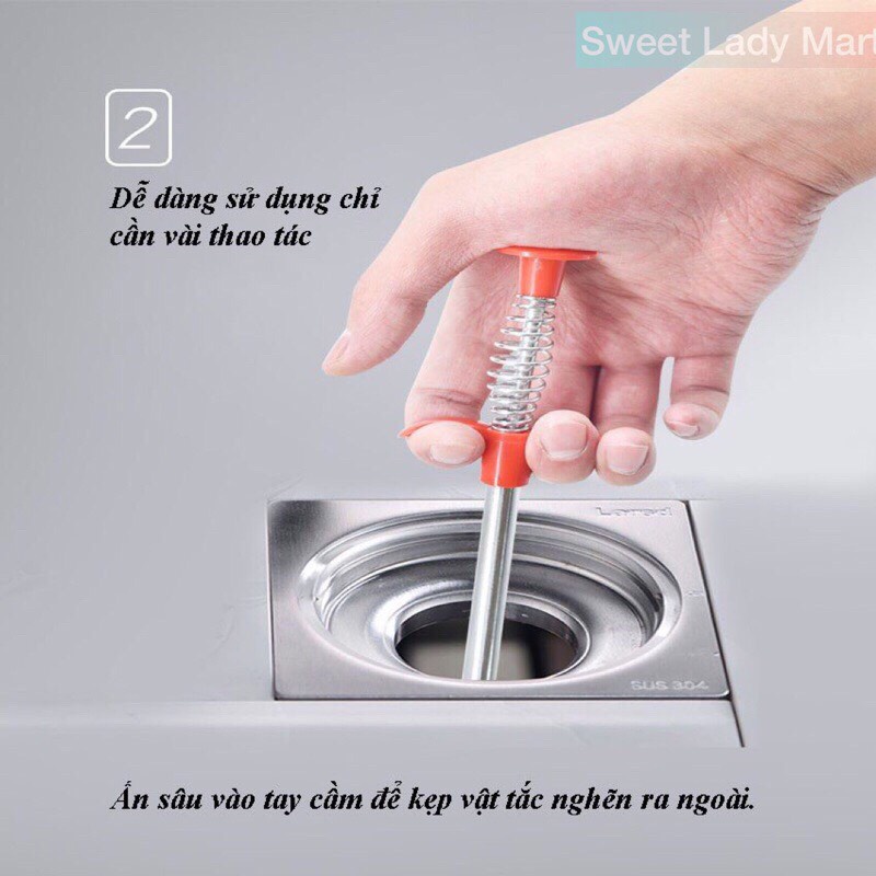 Cây gắp rác thông cống siêu tiện lợi que móc rác thông tắc bồn cầu 90cm
