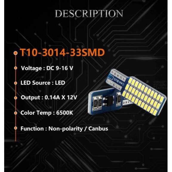 Led T10 1 mặt một mặt sáng cho biển số, cửa ô tô, trần ô tô